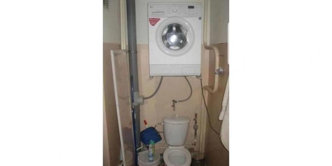 wie die Waschmaschine auf der Toilette setzen