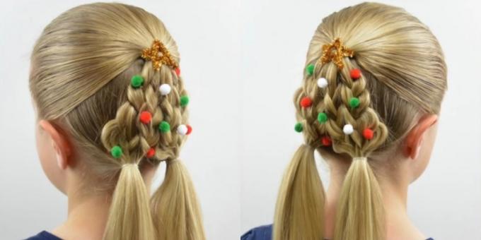 Neue Frisuren für Mädchen, „Fischgräten“ der vier Zöpfe