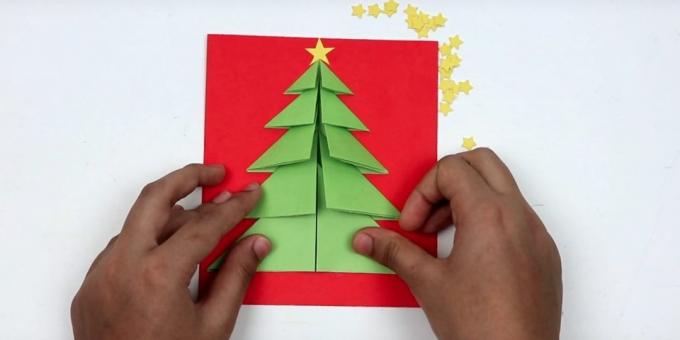 Weihnachtskarten mit ihren Händen: Weihnachtsbaum komplett