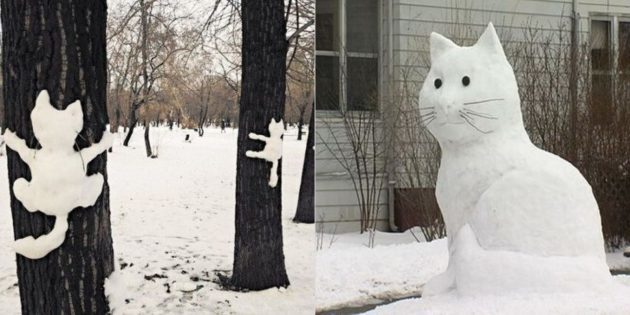 Schnee Figur: Katze