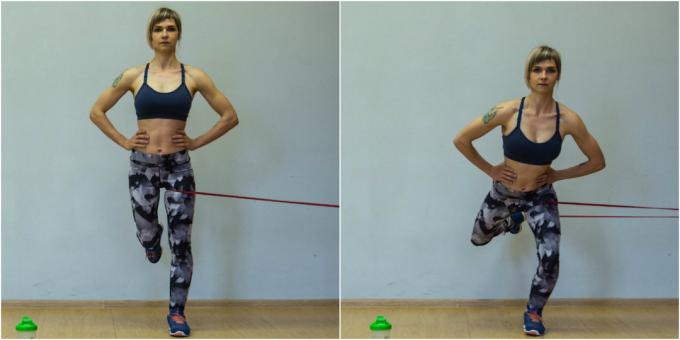 Übungen für die Knie: Squat auf einem Bein mit Widerstand