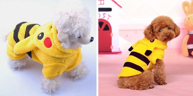 Spezialkleidung für Hunde in Form von Pikachu