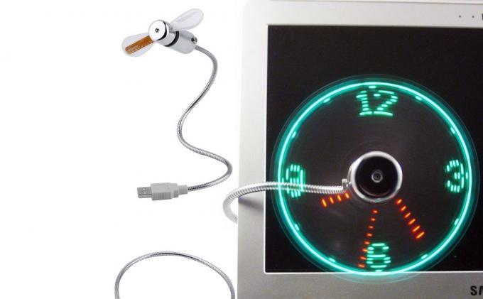 USB-Ventilator mit Neon-Uhr