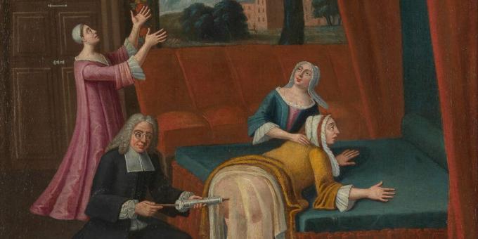 Mittelalterliche Medizin: Ein Einlauf in einem französischen Gemälde 1700 
