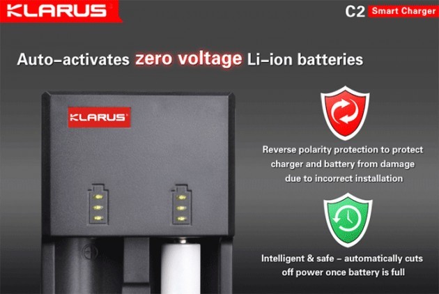 Externe Batterien auf den penlight Batterien: Klarus C2