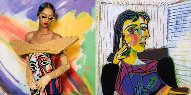 Moschino Modell und Picasso "Porträt von Dora Maar".