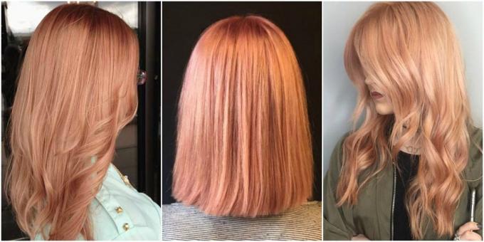 Modische Haarfarbe: rosa und Honigblond