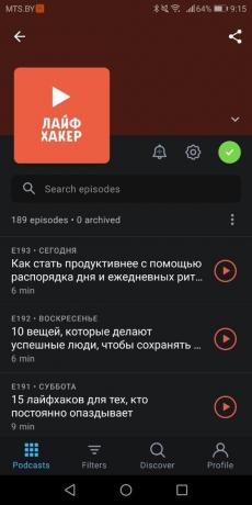 Podcast Layfhakera in kostenlos auf Android Pocket-Casts