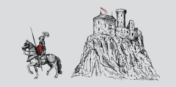 Visualisierung: weitere Ausarbeitung Schild Metapher - ein mittelalterlicher Ritter