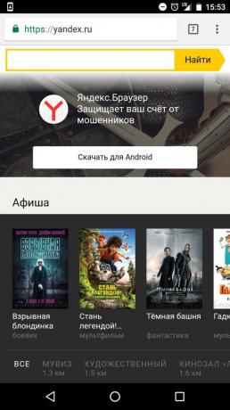 „Yandex“: alle Sitzungen Kinos 