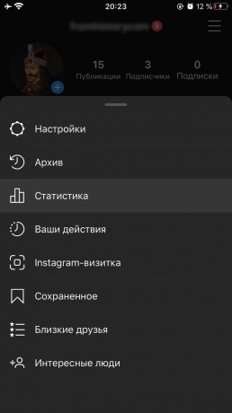 So zeigen Sie Statistiken auf Instagram an: Öffnen Sie das Menü