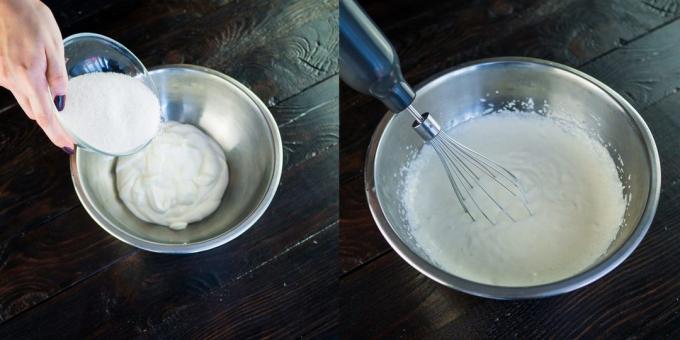 Kuchen Honigkuchen: In einer großen Schüssel, kombinieren die Sahne und Zucker