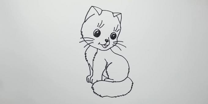 Wie eine Katze sitzt im Cartoon-Stil zeichnen
