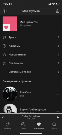 Das dunkele Thema „Yandex. Musik "