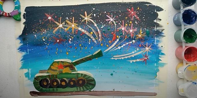 Zeichnung eines Panzers mit Farben