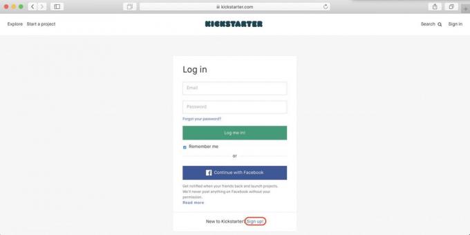 Wie auf Kickstarter kaufen: Klicken Sie auf Registrieren!