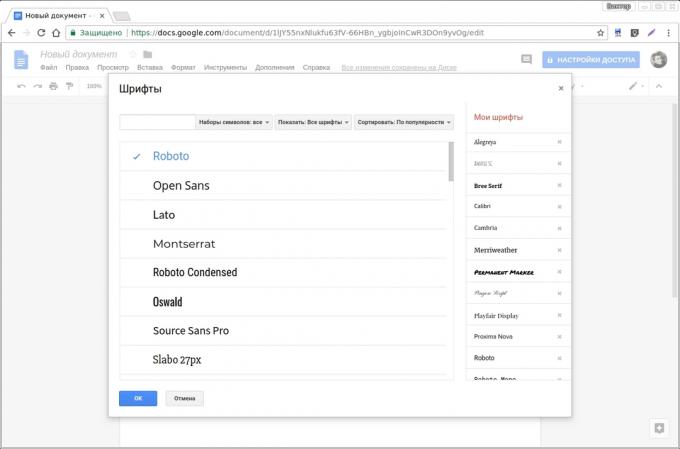 Google Text & Tabellen Add-ons: Google Fonts