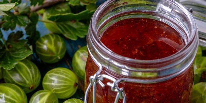 Rezept für Marmelade Stachelbeere mit Erdbeeren