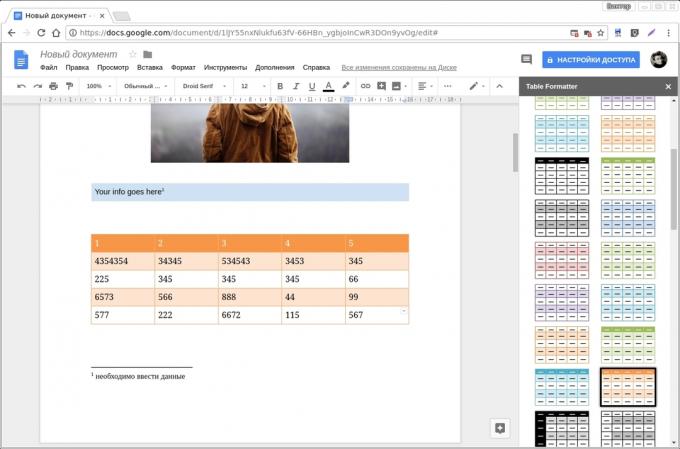 Google Text & Tabellen Add-ons: Tabelle Formatter