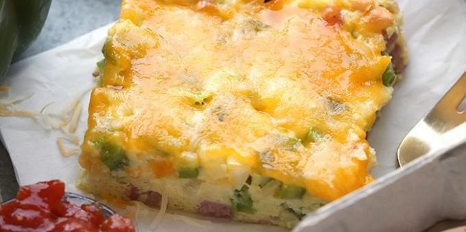 Frittata mit Schinken und Pfeffer: Wie Eier in dem Ofen kochen