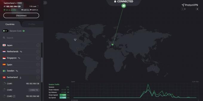 ProtonVPN: Schnittstelle