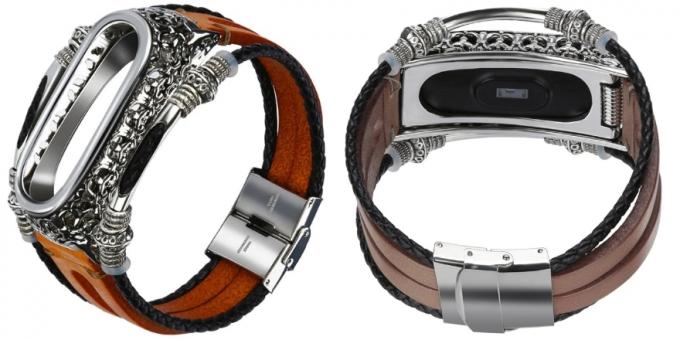 Strap für Xiaomi Mi Band 3: Armband aus Leder und Metall