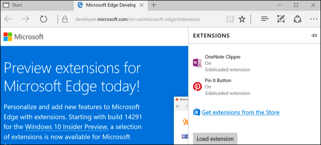 Microsoft Edge-Erweiterungen von Windows 10 Anniversary-Update