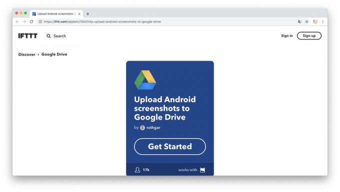 Aktion Automation mit IFTTT Rezept: load Screenshots in Google Drive