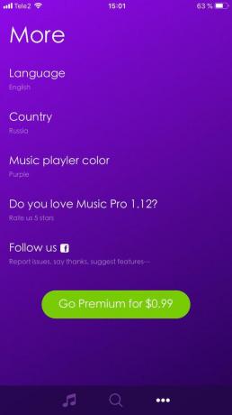 Die Musik Pro App-Einstellungen können Sie die Farbe ändern