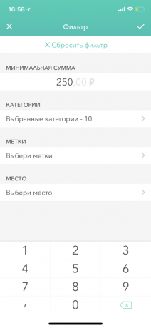 Moneon für iOS: Filter