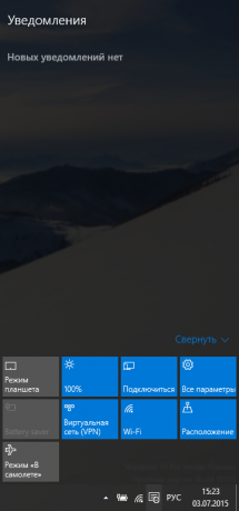 Auf der 10-Benachrichtigung Windows bietet Panel nützliche Informationen