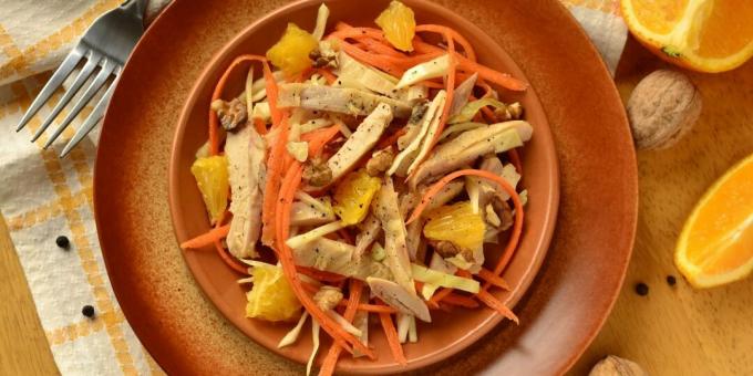 Salat mit Orange und Huhn