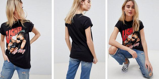 Damenmode T-Shirts aus europäischen Geschäften: Baumwoll-T-Shirt ASOS 