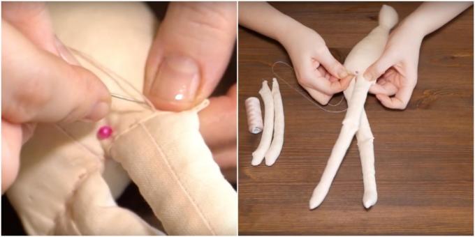 So nähen Sie eine Tilda-Puppe: Nähen Sie die Beine an