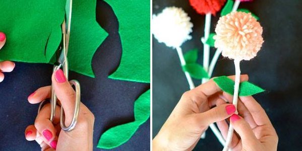 Geschenke am 8. März mit seinen Händen: Blumenstrauß aus Pompons