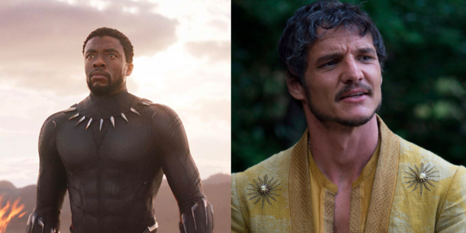 Vergleichen Zeichen "The Avengers" und "Game of Thrones". Black Panther und Oberyn Martell