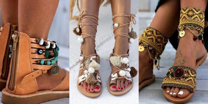 Boho-Stil: Tragen ethnischen flache Schuhe