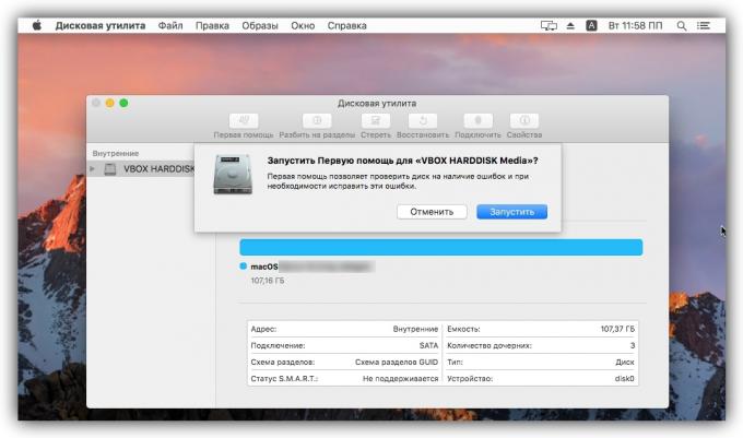 Wie kann ich eine Datei in MacOS löschen: das „Disk Utility“ laufen