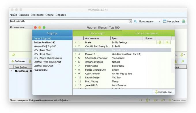 Ein Programm zum Herunterladen von Musik aus dem VC unter Windows: VKMusic