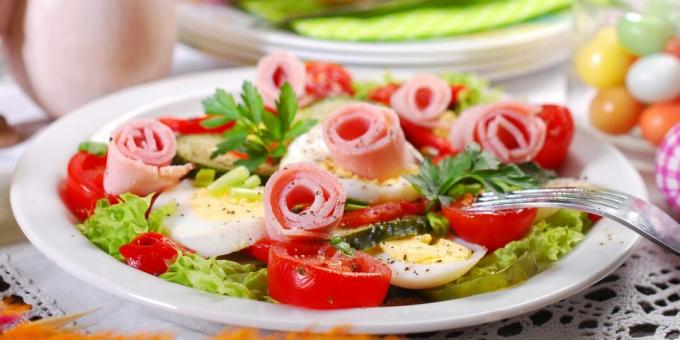 Salat mit Schinken und Eiern