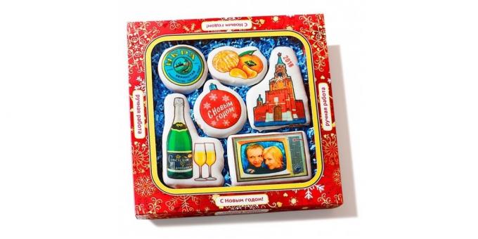 Geschenke auf Neujahr Cookies „Weihnachten Retro“