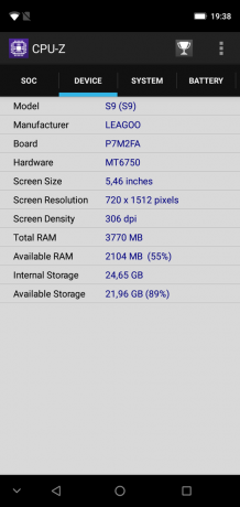 Übersicht Leagoo S9: CPU-Z