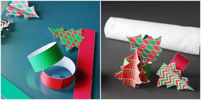 Wie dekoriert eine Tabelle des neuen Jahres: Die Ringe aus Papier