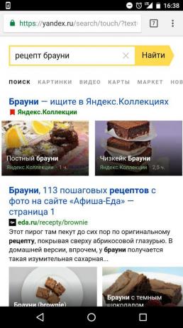 „Yandex“: Rezept Suchoptionen