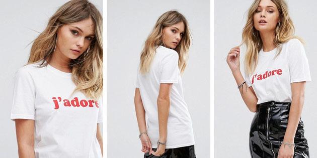 Damenmode T-Shirts aus europäischen Geschäften: T-Shirt mit der Aufschrift Boohoo