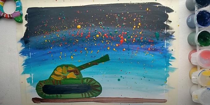 So zeichnen Sie einen Panzer: Malen Sie den Boden und fügen Sie farbige Striche hinzu