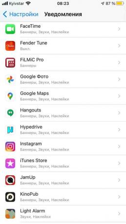 Auf einem iOS-Smartphone werden keine Instagram-Benachrichtigungen empfangen: Suchen Sie die Anwendung in den Einstellungen