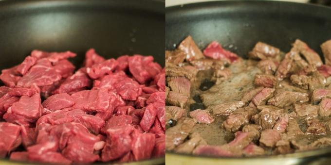 Braten Fleisch und kochen 20 Minuten