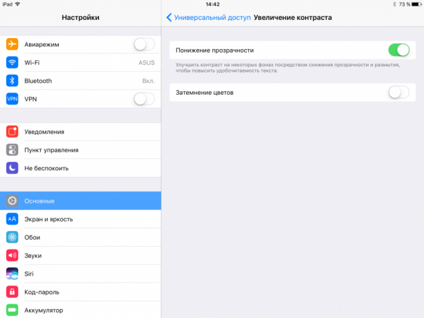 Wie zu beschleunigen iOS 10: Senken Sie die Schnittstelle Transparenz